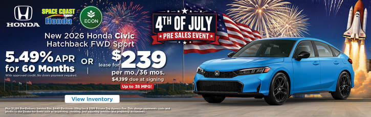 Lease 2026 Honda Civic Hatchback Sport $239