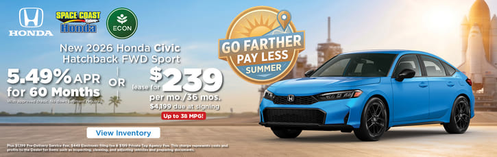Lease 2026 Honda Civic Hatchback Sport $239
