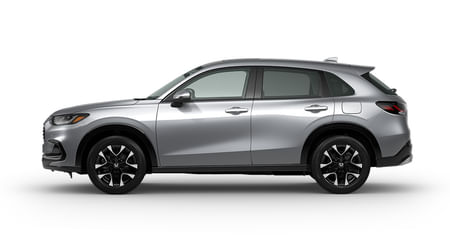 Driver side view of a grey 2026 HR-V on a white background.