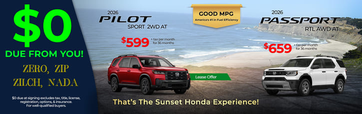 Lease 2026 Honda Pilot Sport $599