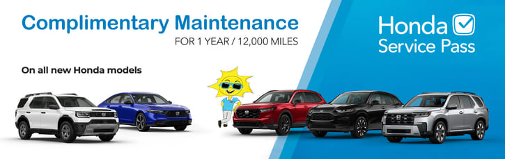 The Honda service pass is presented, featuring the logo and key details regarding vehicle servicing and maintenance.