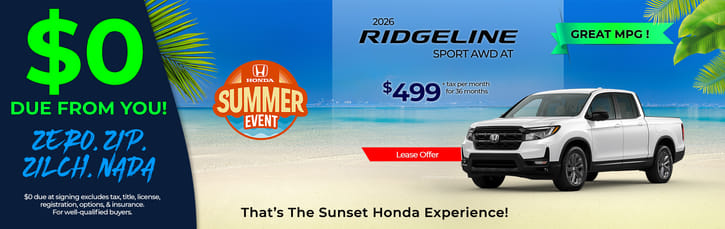 Lease 2026 Honda Ridgeline Sport $499