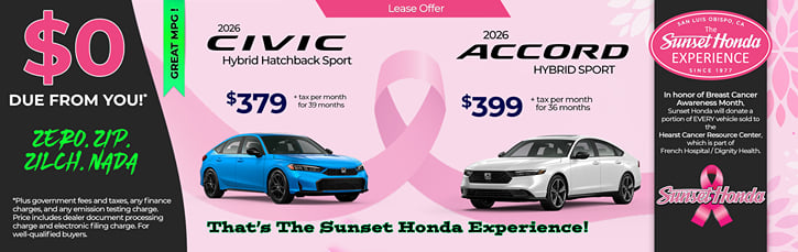 Lease 2026 Honda Civic Hatchback Hybrid Sport $379
