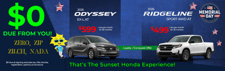 Lease Loyalty/Conquest 2026 Honda Ridgeline Sport $499