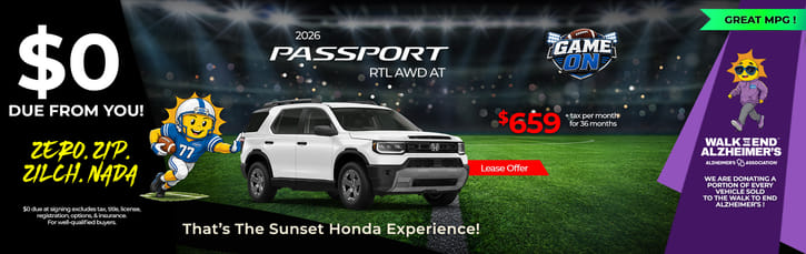 Lease 2026 Honda Passport RTL $659