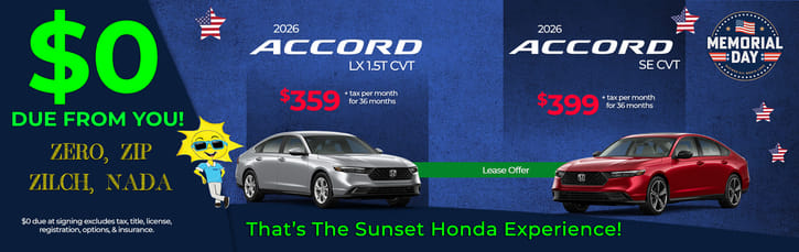 Lease Loyalty/Conquest 2026 Honda Accord Sedan LX $359