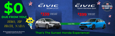 Lease 2026 Honda Civic Sedan LX $339