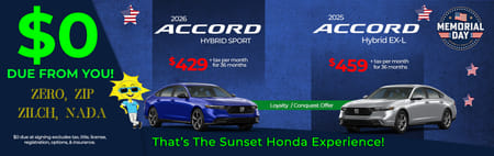 Lease Loyalty/Conquest 2026 Honda Accord Hybrid Sport $429