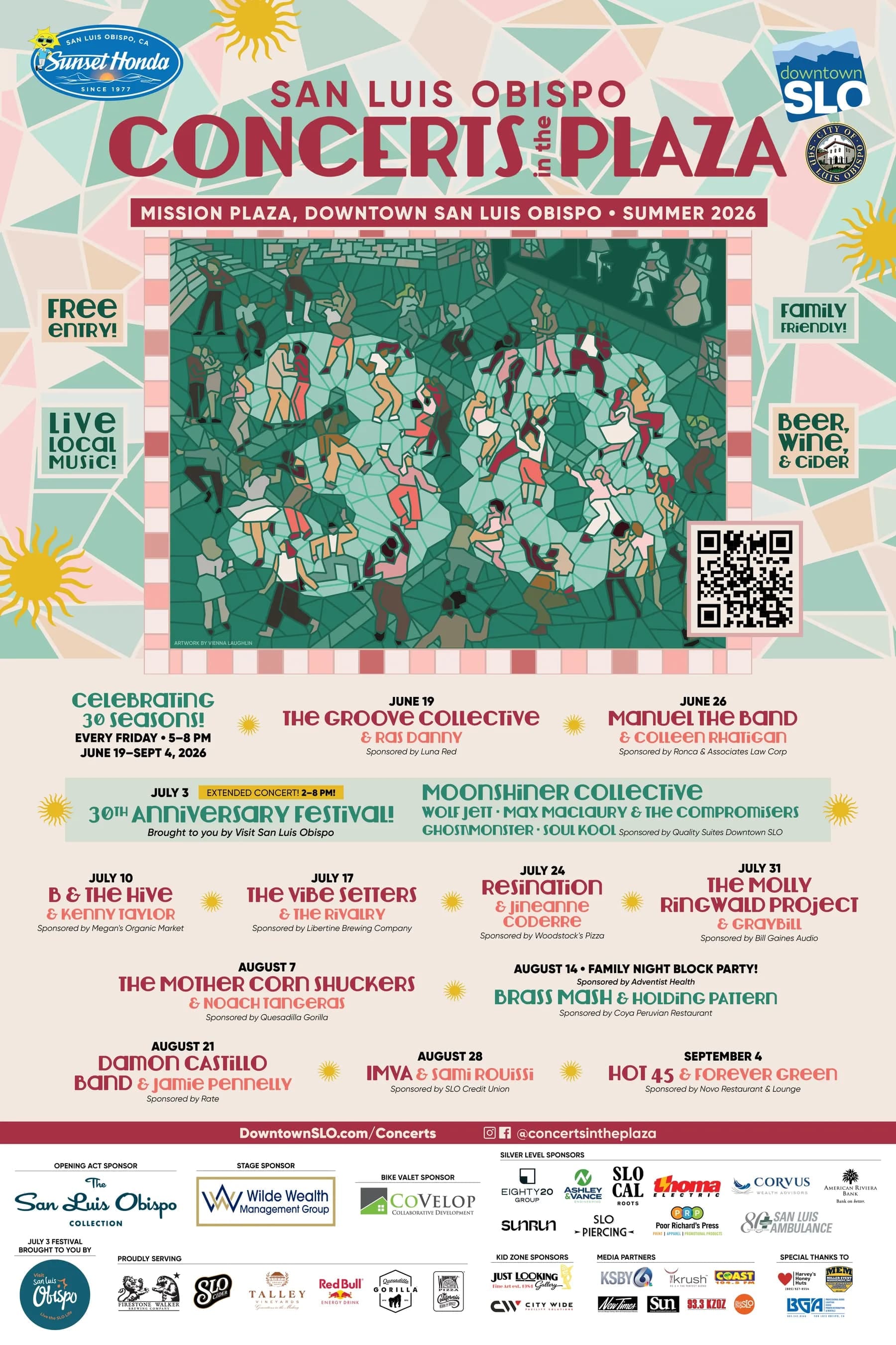 Sunset Honda Proud Sponsor of the Concerts in the Plaza - Celebrating 30 Seasons