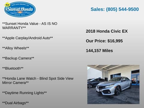 2018 Honda Civic Hatchback EX