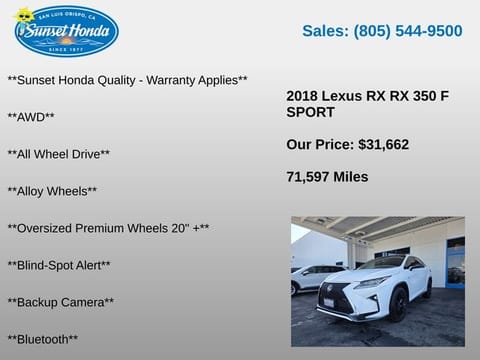 2018 Lexus RX 350 F Sport