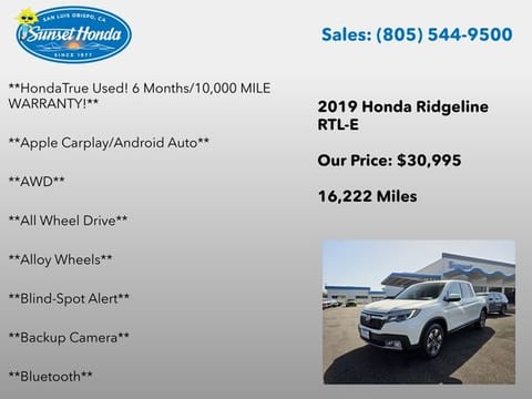 2019 Honda Ridgeline RTL-E