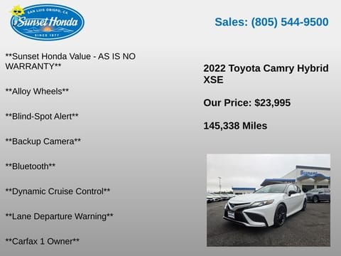 2022 Toyota Camry Hybrid XSE