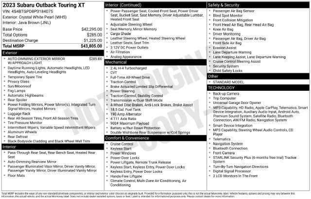 2 thumbnail image of  2023 Subaru Outback Touring XT