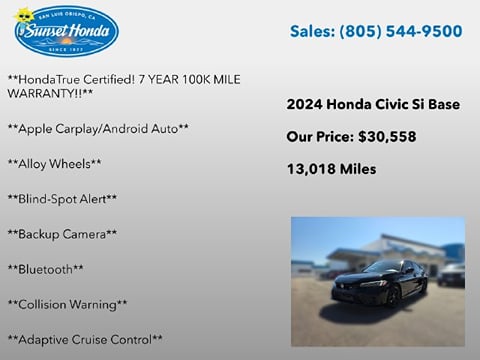 2024 Honda Civic Si Sedan Base