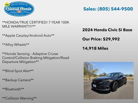2024 Honda Civic Si Sedan Base
