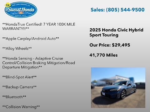 2025 Honda Civic Sedan Hybrid Sport Touring