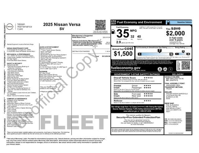 8 thumbnail image of  2025 Nissan Versa 1.6 SV