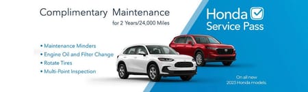 2023 Honda Models with Honda Service Pass information