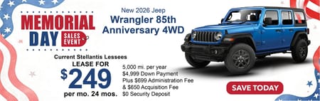 Lease 2026 Jeep Wrangler 85th Anniversary $249