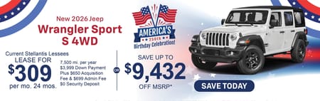 New 2026 Jeep Wrangler Sport S Purchase Offer