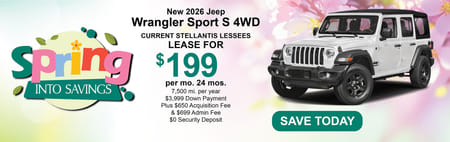 Lease 2026 Jeep Wrangler Sport S $199