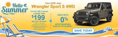New 2026 Jeep Wrangler Sport S Finance Special