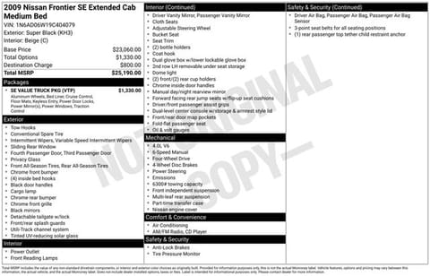 1 image of 2009 Nissan Frontier SE
