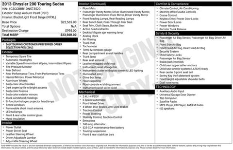 1 image of 2013 Chrysler 200 Touring