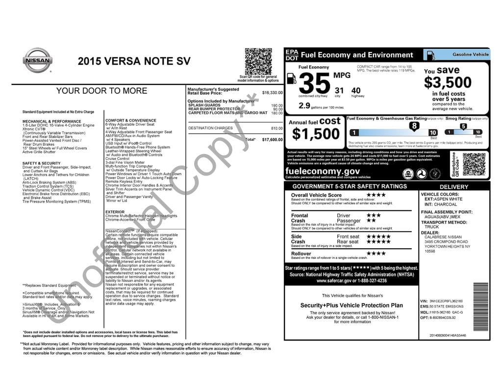 1 placeholder image of  2015 Nissan Versa Note SV
