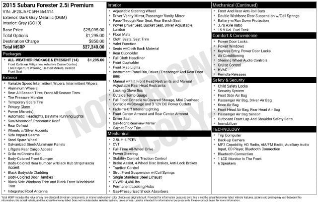 4 thumbnail image of  2015 Subaru Forester 2.5i Premium