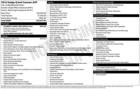 1 image of 2016 Dodge Grand Caravan AVP