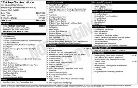 1 image of 2016 Jeep Cherokee Latitude