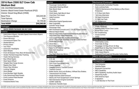 1 image of 2016 Ram 2500 SLT