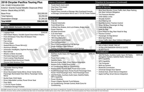 1 image of 2018 Chrysler Pacifica Touring Plus