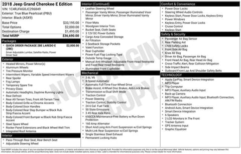 1 image of 2018 Jeep Grand Cherokee Laredo