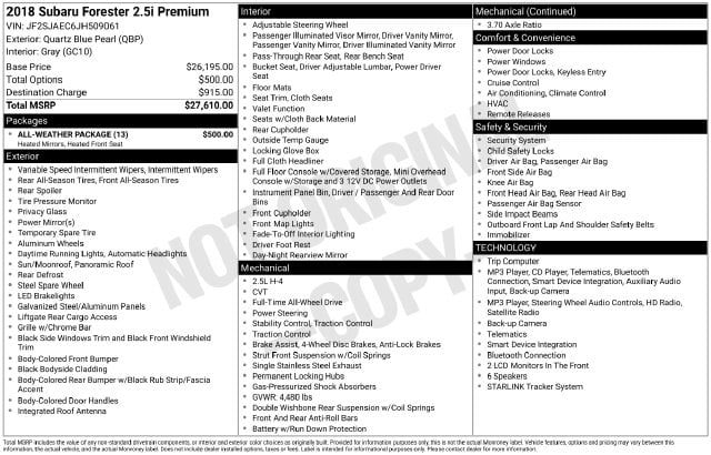 4 thumbnail image of  2018 Subaru Forester 2.5i Premium