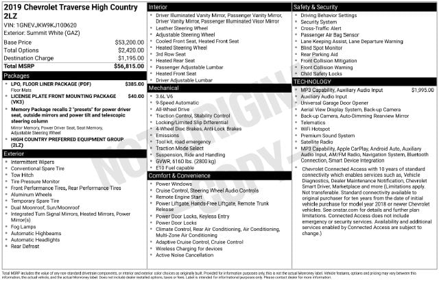 2 thumbnail image of  2019 Chevrolet Traverse High Country