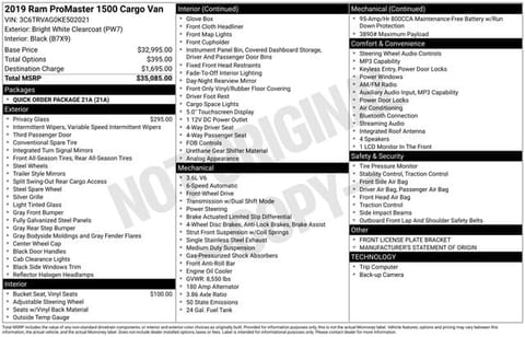 1 image of 2019 Ram ProMaster 1500 Low Roof