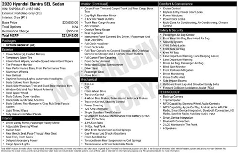 1 image of 2020 Hyundai Elantra SEL