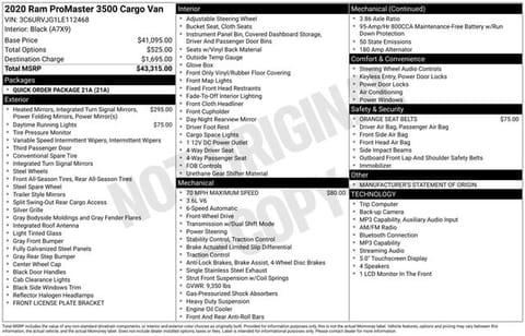 1 image of 2020 Ram ProMaster 3500 High Roof