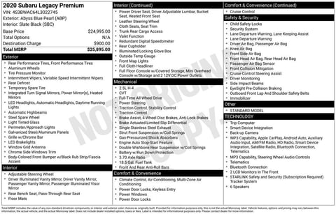 1 image of 2020 Subaru Legacy Premium