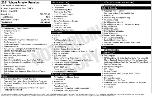 4 thumbnail image of  2021 Subaru Forester Premium