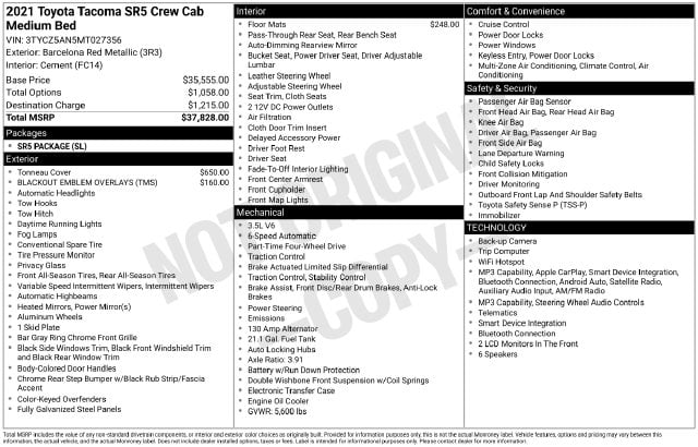3 thumbnail image of  2021 Toyota Tacoma SR5