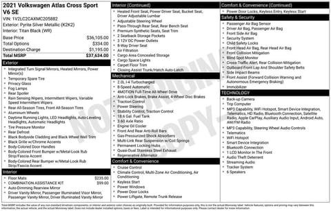 1 image of 2021 Volkswagen Atlas Cross Sport 2.0T SE