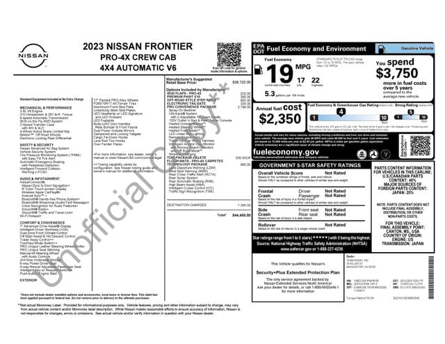 5 thumbnail image of  2023 Nissan Frontier PRO-4X