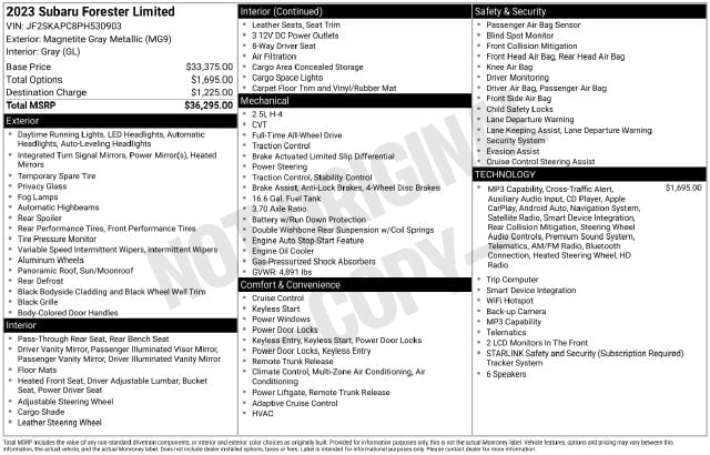 4 thumbnail image of  2023 Subaru Forester Limited