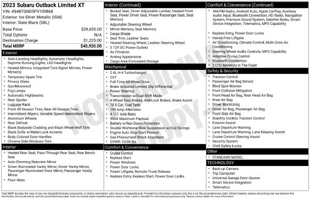 4 thumbnail image of  2023 Subaru Outback Limited XT