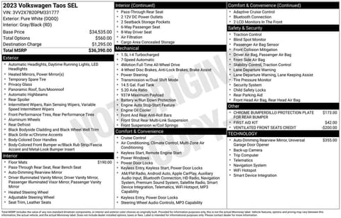 1 image of 2023 Volkswagen Taos 1.5T SEL