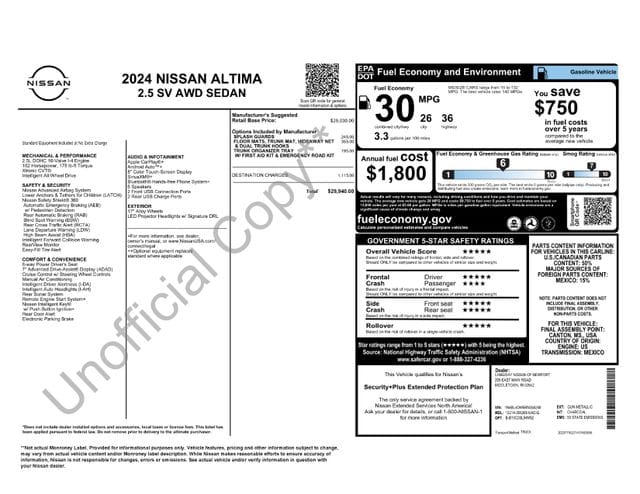 4 thumbnail image of  2024 Nissan Altima 2.5 SV
